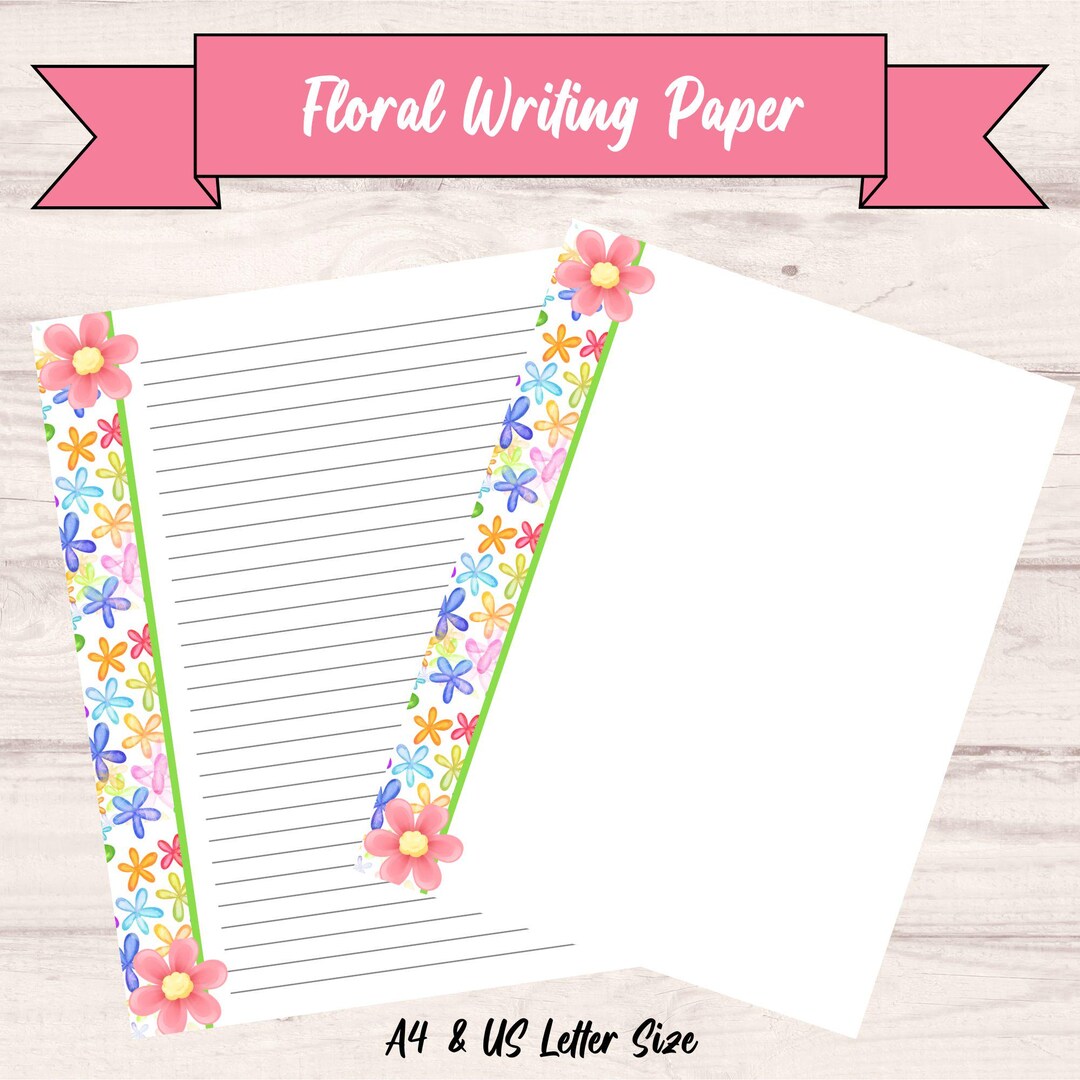 Floral Watercolor Writing Paper Printable | Lined and Unlined Letter ...