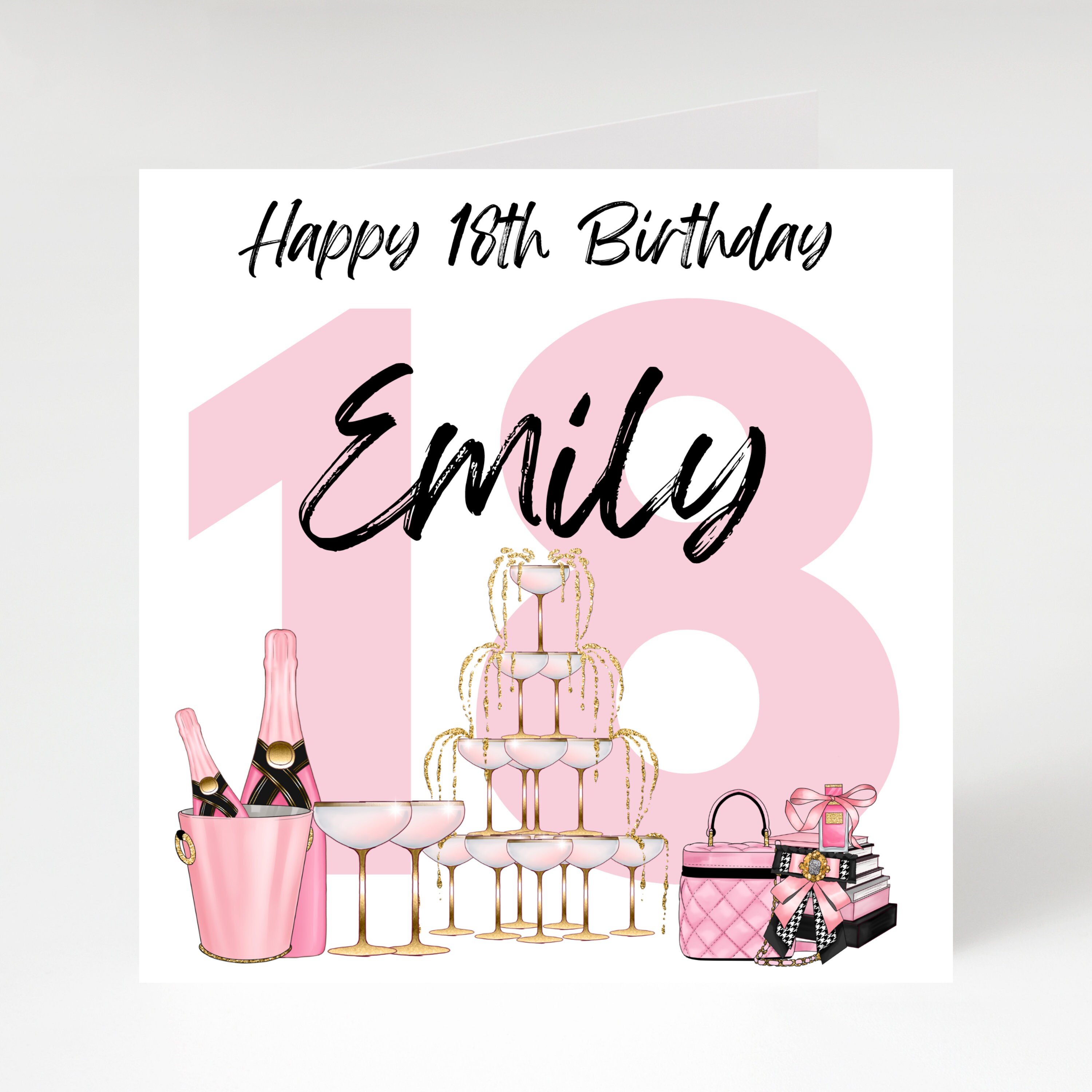 Happy 18th Birthday Emily Images Personalised 18Th Birthday Card Pink Birthday Card For Her - Etsy