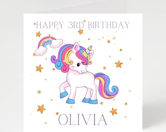 Personalised Unicorn Birthday Card, daughter birthday card, granddaughter, niece