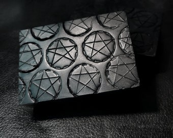 Bar Soap DETOXIC BITCHCRAFT Scented in Coconut Linen Patchouli with Activated Charcoal, pentacle soap