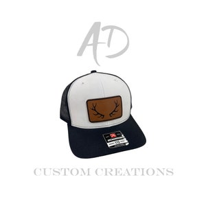Antlers Hunting Hat, Leather patch Hat, Hunting Gear, Leather Patch hunting, Outdoorsman