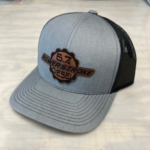 Powerstroke Diesel Hat, Leather patch Hat, Diesel Truck, Trucker Hat, Power Stroke, Ford Trucks