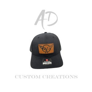 Corvette Hat, Leather patch Hat, Racing Gear, Gift for Dad, Car Enthusiast, Car Guy