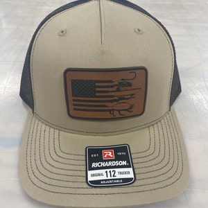 Hunting Flag Hat, Leather patch Hat, Hunting Gear, Leather Patch hunting, Outdoorsman, USA