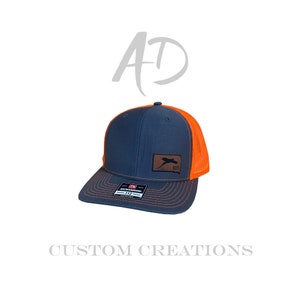 Pheasant Hunting, Hunting Hat, Safety Orange, Leather Patch Hat, Hunting Gear, Outdoorsman, Hunters Hat, Snapback