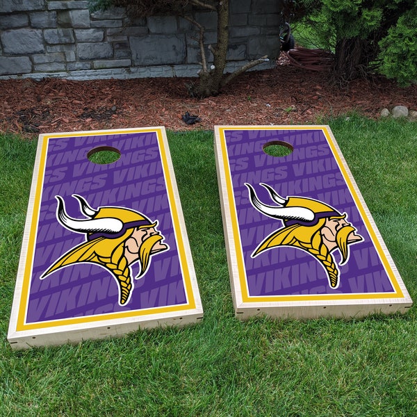 Vikings Cornhole Wrap, Set of 2, Bag Board Decal, Custom Bag Toss, Vinyl Sticker, Football