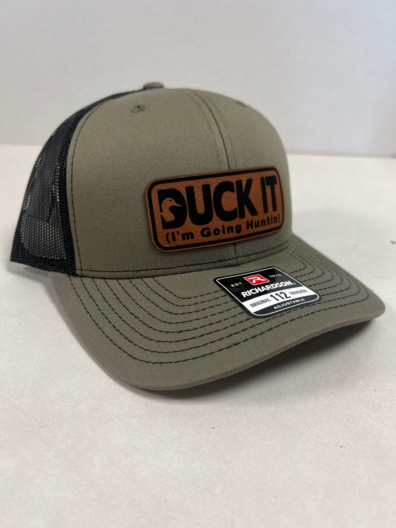 Duck It Hunting Hat, Leather Patch Hat, Hunting Gear, Leather Patch