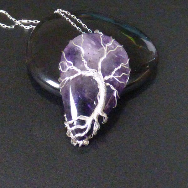 Argentium Silver and Amethyst Tree of Life Pendant