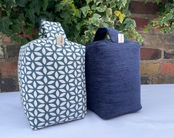 Door stop Scandi geo navy or chenille navy