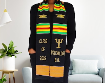 Psychology Degree [B.A] Class of 2026 Graduation Kente Stole – Handwoven African Pride.