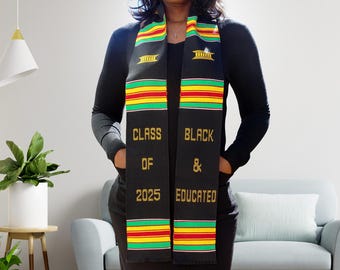 Black Excellence Graduation Kente Stole - Authentic African Stole ...