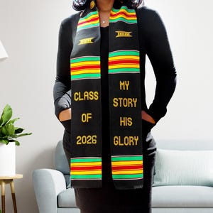 Christian Graduation Kente Stole – My Story His Glory Faith Gift