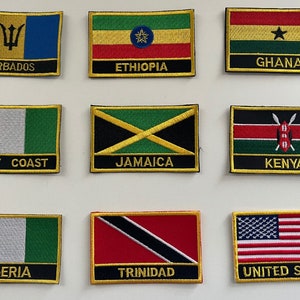 Iron-On & Sew-On Embroidered Country Flag Patch Badges - Add a Patriotic Touch to Your Graduation Kente Stole or accessories
