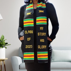 Handwoven Kente Graduation Stole: African Religious Inspired Scarf