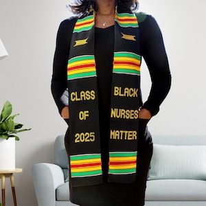 Black Nurses Graduation Kente Stole - Authentic African Stole | Celebrate Your Nursing Achievement