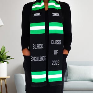 Nigeria Flag Black Excellence Graduation Kente Stole – Handwoven African Grad Scarf