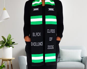 Nigeria Flag Black Excellence Graduation Kente Stole – Handwoven African Grad Scarf