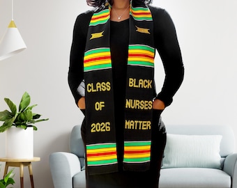 Black Nurse Graduation Kente Stole: Class of 2025-2026 – Handwoven Nursing Pride