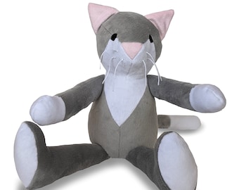 Callie the Cat - Minky - Kitty Cat - Cat Stuffed Animal - Cat Plush - Gray Cat - Handmade