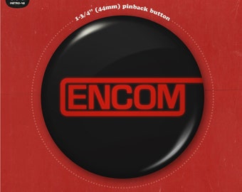 Bouton de flipper ENCOM (1-3/4") (inspiré par 'TRON')