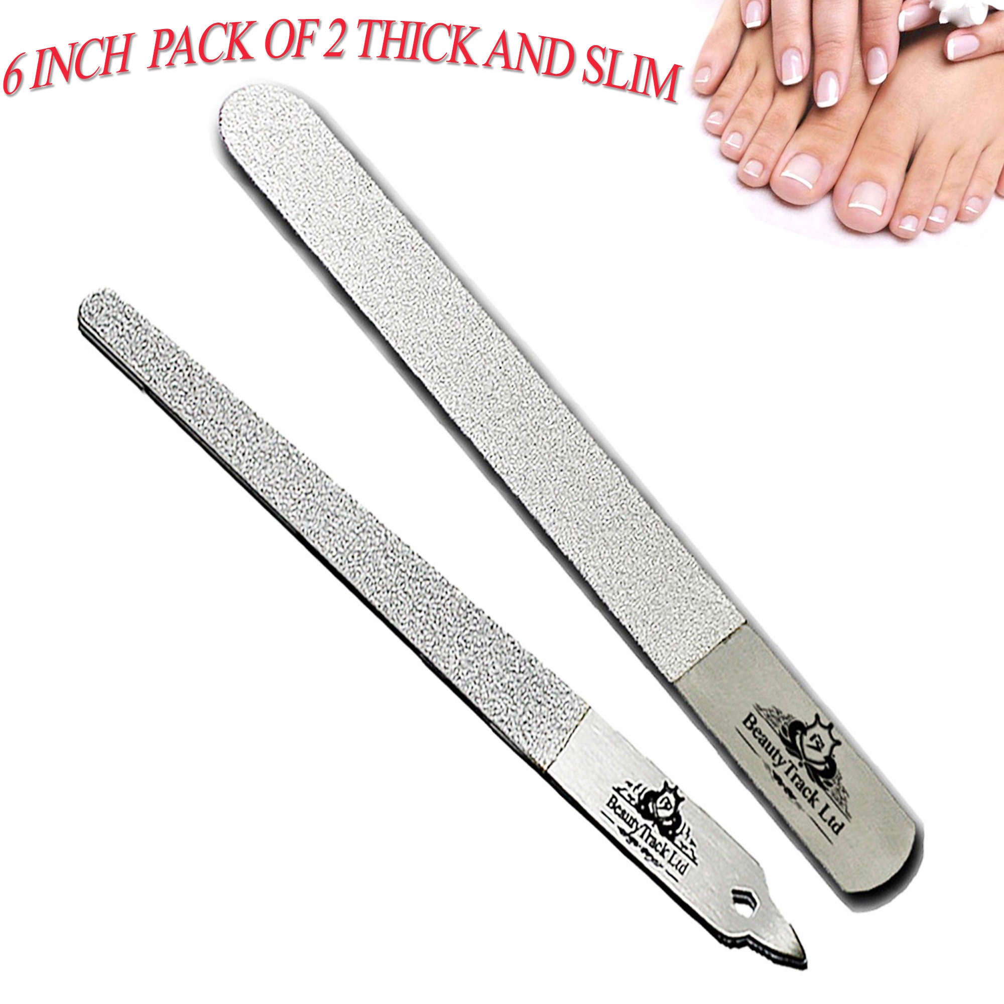 Nail Files 6 Inch Diamond Deb Stainless Steel Manicure Pedicure Pack of