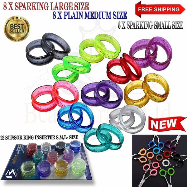 22 Pcs Silicon Finger Ring Inserts Grips for Hair Cutting Hairdressing Scissors