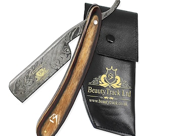 Damascus Steel Straight Razor Cut Throat Barber Salon Shaving Shave Free Pouch