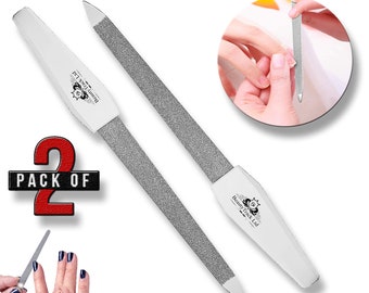 Diamond Dusted Coarse Nail Files Manicure Pedicure Tool White Small Metal Nail File 5" Pack Of 2