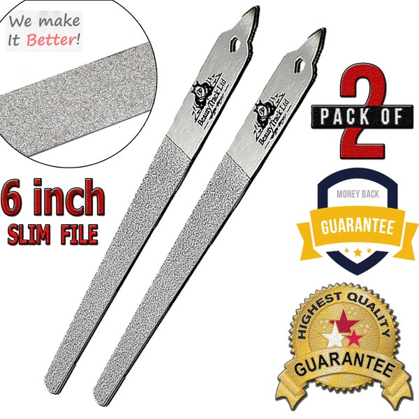 Diamond Deb Nail File For Home Use Dual Sided Stainless Steel Nail Care Tool Pack Of 2 Slim 6"