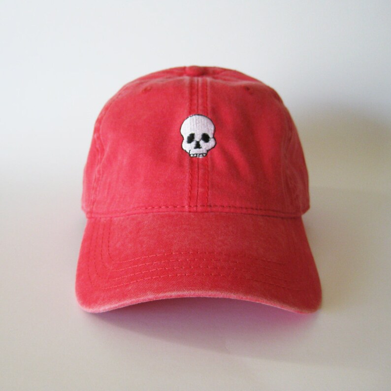 Skull hat skull cap funny cap dad hat halloween hat cap scary hat halloween embroidery cap Washed Cotton Cap image 3
