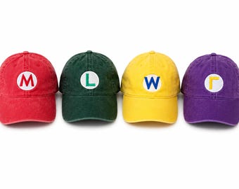 Mario Luigi Wario Waluigi Bestickte Mütze Mario Mütze Halloween Kostüme Bestickte Hut Gewaschene Baumwollmütze