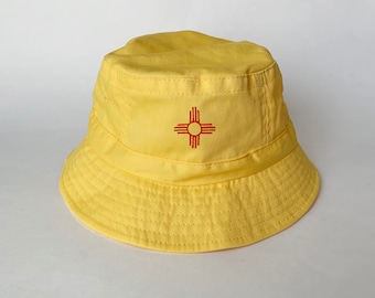 New Mexico Zia Symbol gestickt gewaschen Baumwolle Fischerhut Fischerhut