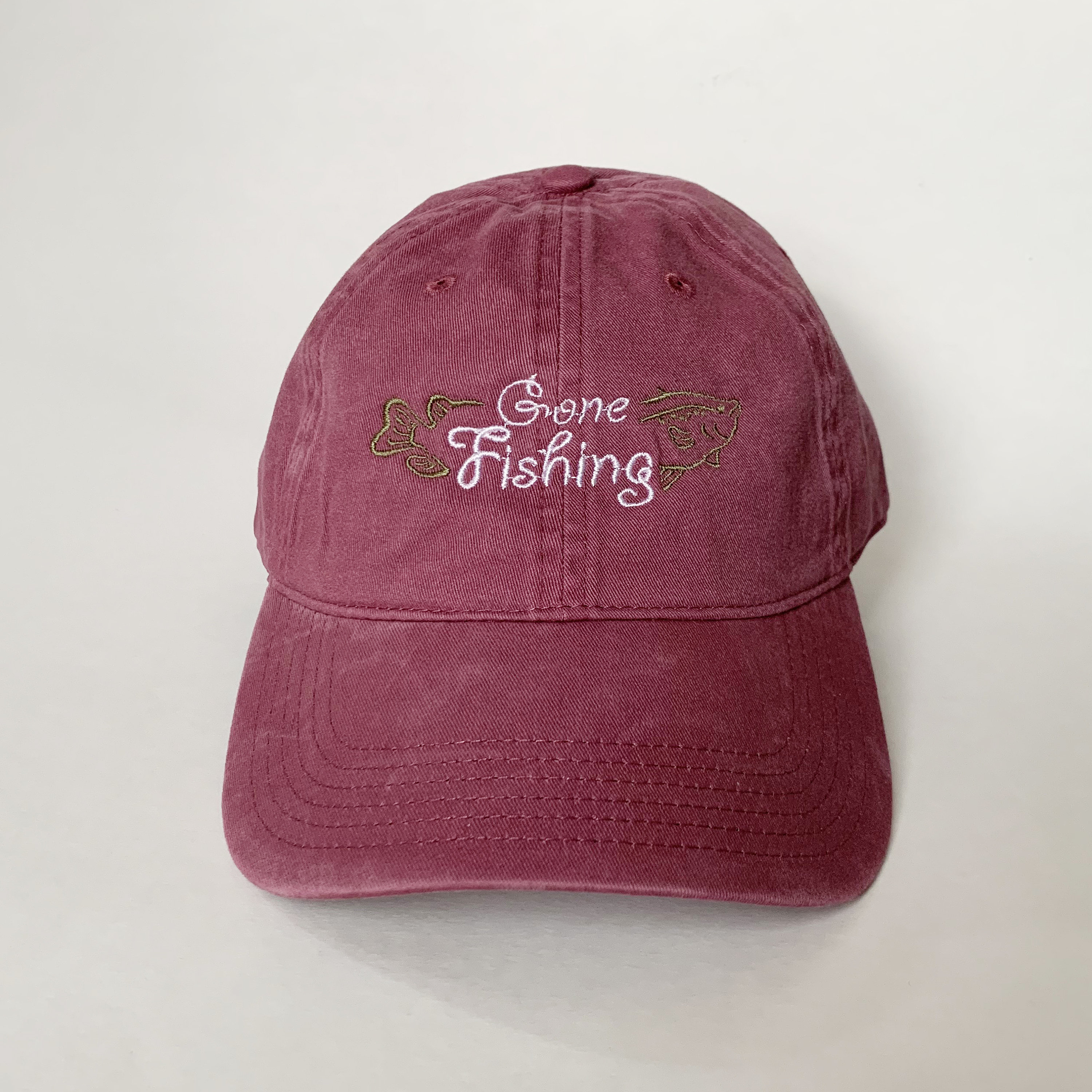 Buy Gone Fishing Embroidered Cap Baseball Hat Washed Dad Cap