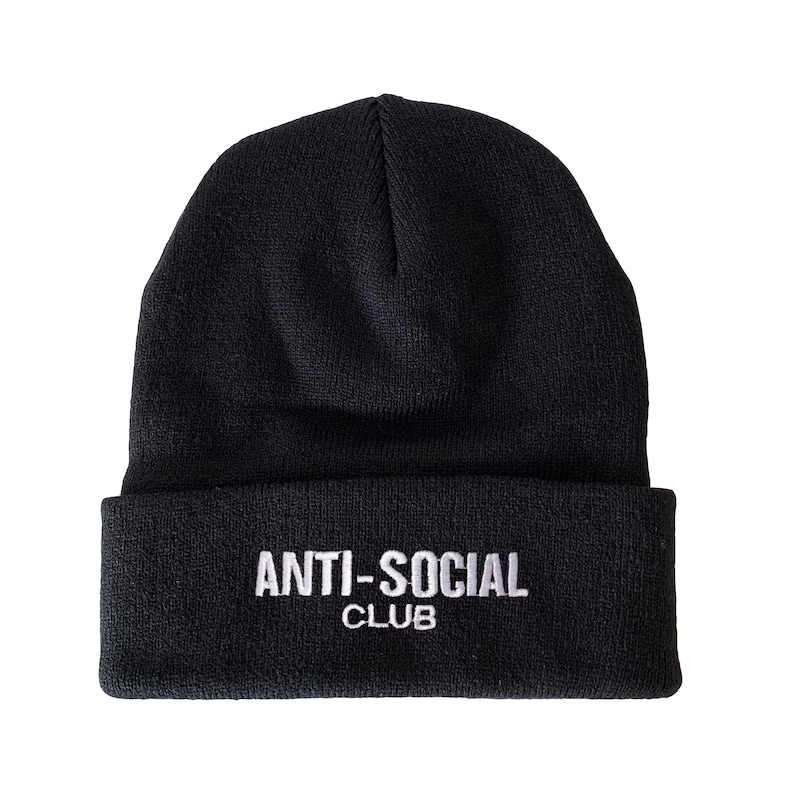 Anti-Social Club Embroidered Long Beanie Winter Hat image 3