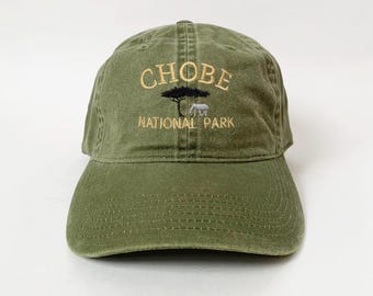 Chobe National Park Embroidered Cap Tanzania hat baseball trip hat Washed Cotton Cap