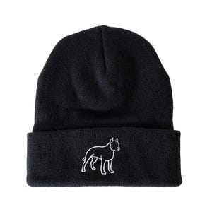 Pit Bull Outline Embroidered Beanie Dog Beanie Winter Beanie