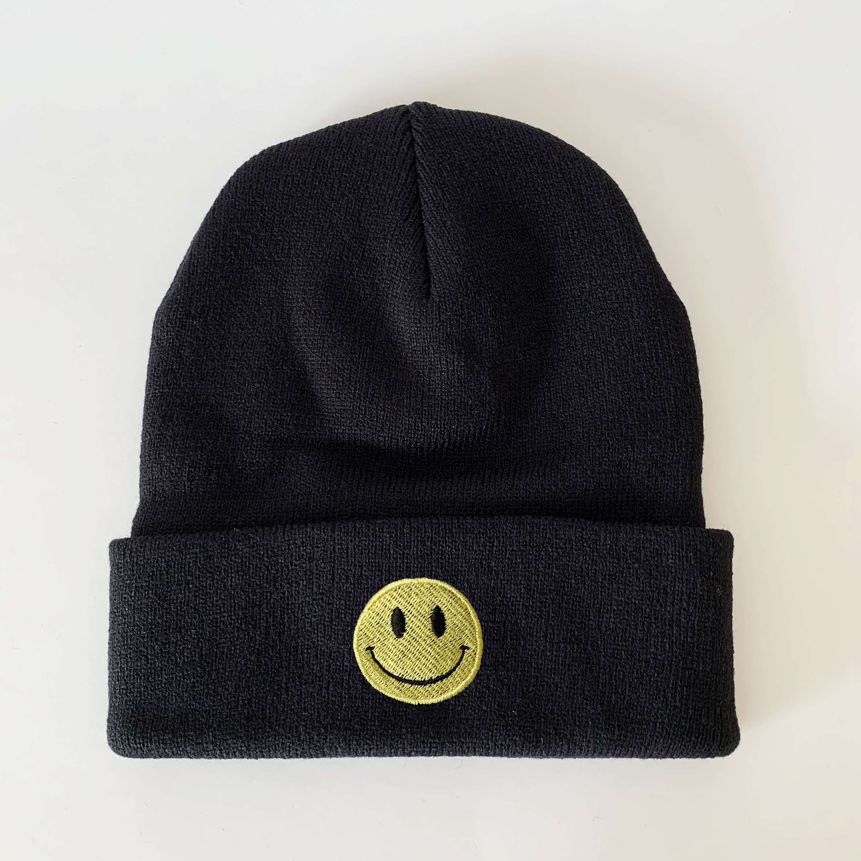 NovaBelle Smile Face Knit Beanie - Slouchy Winter Hat With Embroidered Design For Men & Women