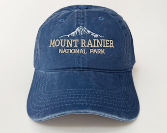Mount Rainier National Park Embroidered Cap Camping mountain nature travel road trip Washed Cotton Hat
