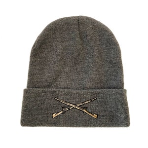 Crossed Rifles Embroidered Beanie Military Winter Hat