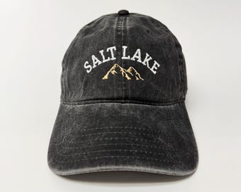 Salt Lake Embroidered Cap hat baseball hat camping hat nature hat road trip hat travel hat Washed Cotton Cap