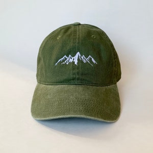 Mountains Embroidered Washed Cotton Cap hat embroidered cap baseball cap dad cap image 1