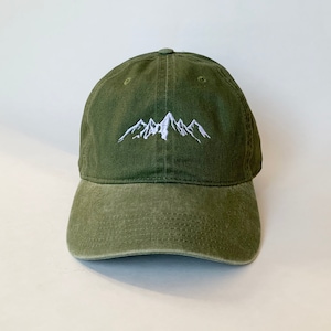 Mountains Embroidered Washed Cotton Cap hat embroidered cap baseball cap dad cap image 1