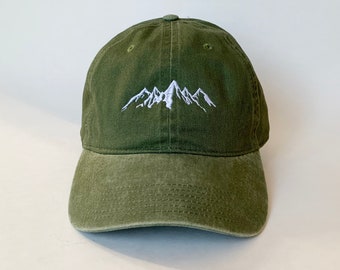 Gorra de algodón lavada bordada con montañas, gorra bordada, gorra de béisbol, gorra de papá