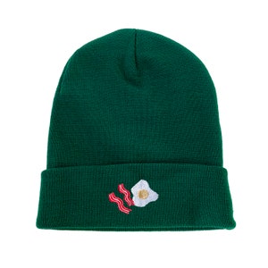 Bacon and Fried Egg Embroidered Beanie Winter Beanie