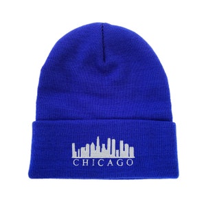 Chicago Skyline Embroidered Beanie Winter Hat