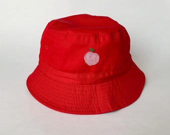 Peach Embroidered Washed Cotton Hat fishing bucket hat
