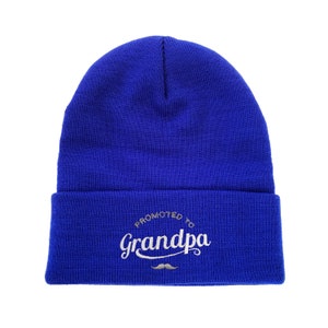 Promoted to Grandpa Embroidered Beanie Mom Winter Hat