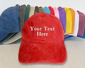 Custom Logo Text Initial Cap Personalized Ball Cap Custom Hat Embroidered Cap Baseball Cap Washed Dad Cap