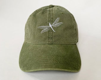 Dragonfly Embroidered Hat cap dad hat flying insect hat Washed Cotton Cap