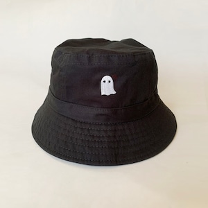 Ghost Embroidered Washed Cotton Bucket Hat fishing hat